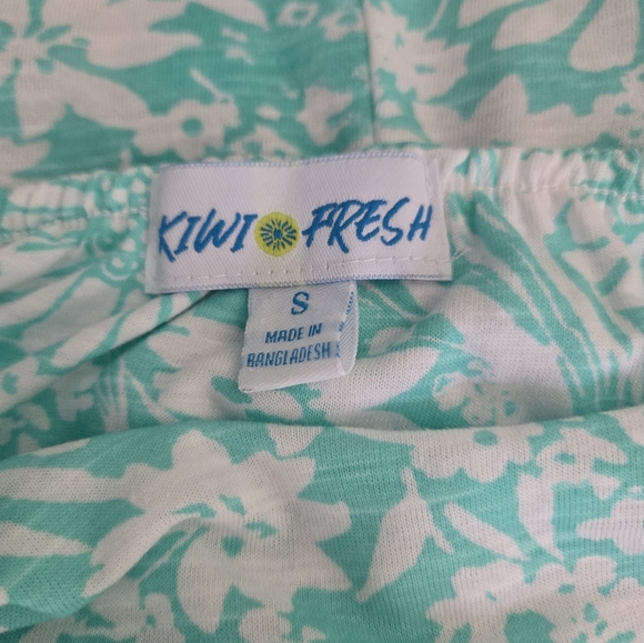 Kiwi Fresh Aqua Floral Mini Dress Sun Dress Size Small - Picture 3 of 5